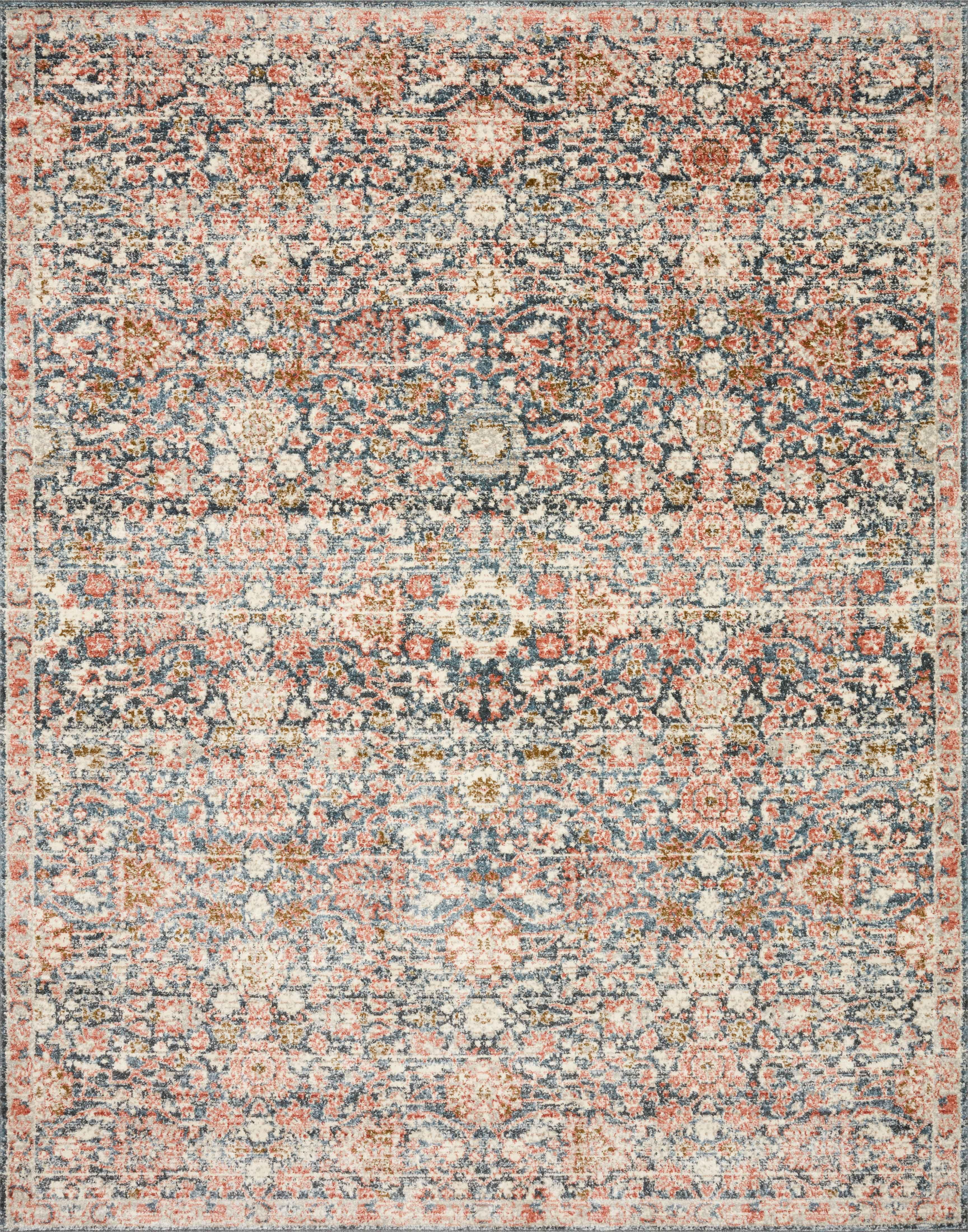 Elegant Navy and Rust 5'-3" x 7'-6" Viscose Area Rug