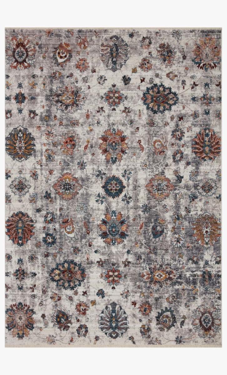 Ivory and Multi Synthetic Oriental Area Rug 2'-7" x 10'-0"