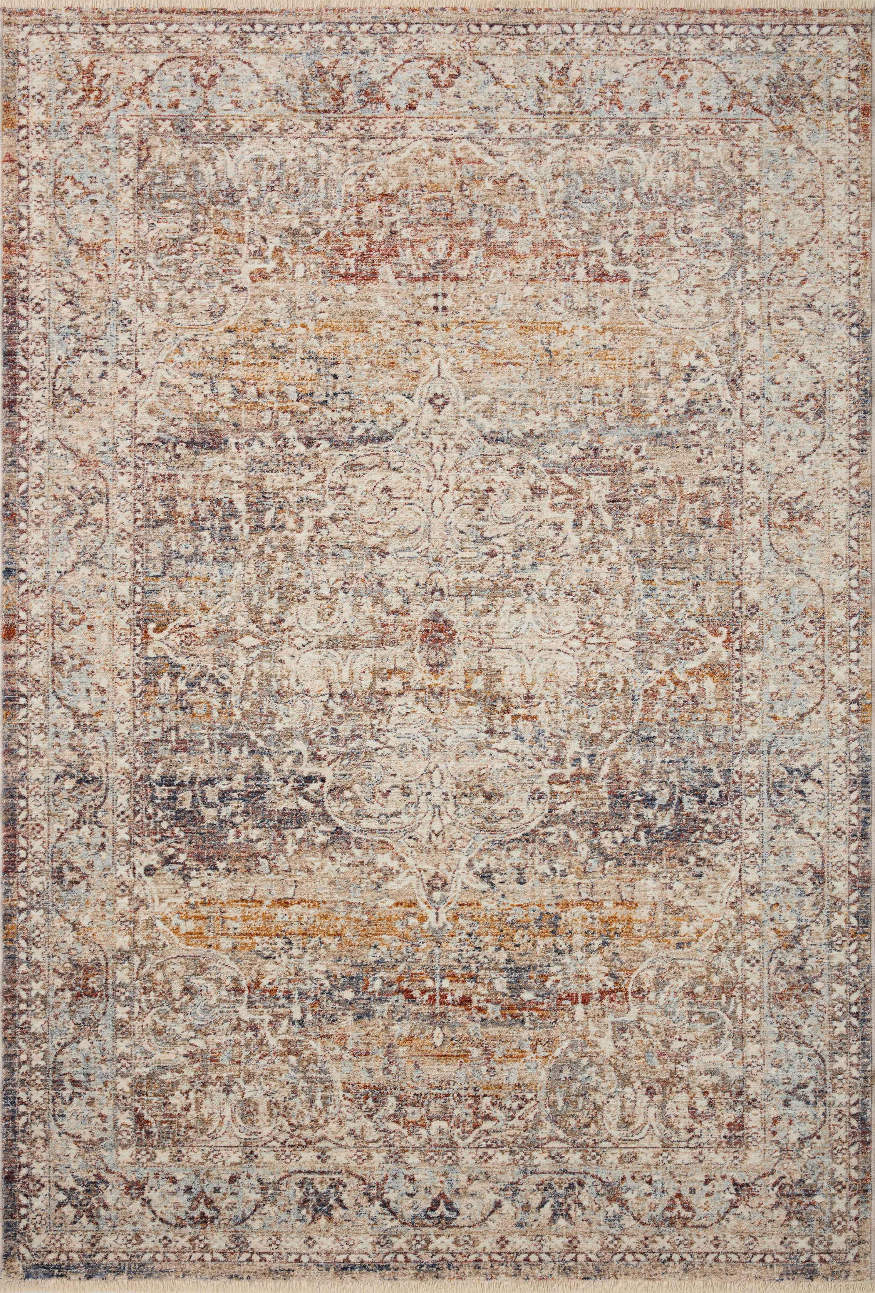 Sorrento Oriental Machine Made Power Loom Polyester Area Rug in Natural