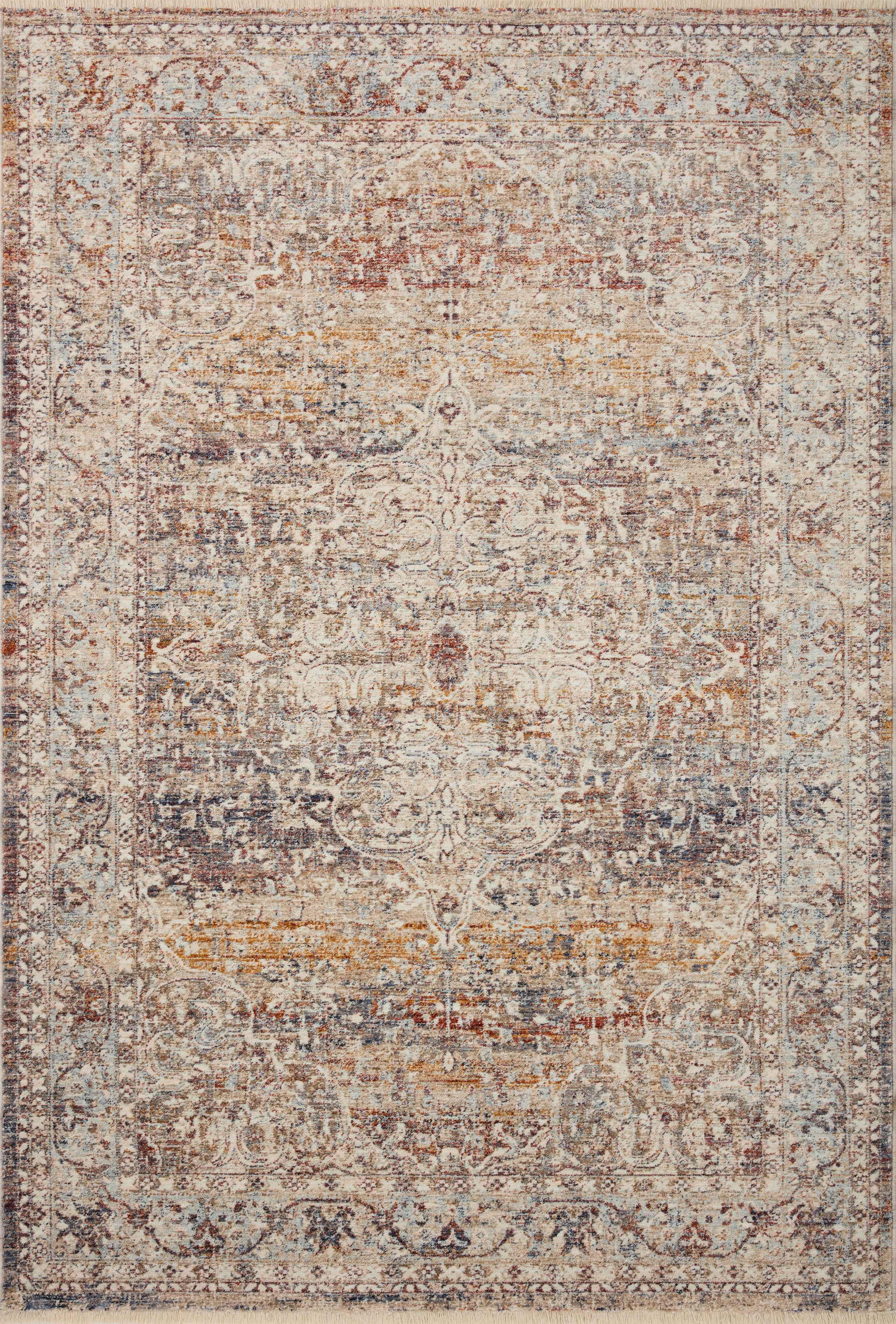 Loloi Rugs Sorrento Oriental Machine Made Power Loom Polyester Area Rug in Natural