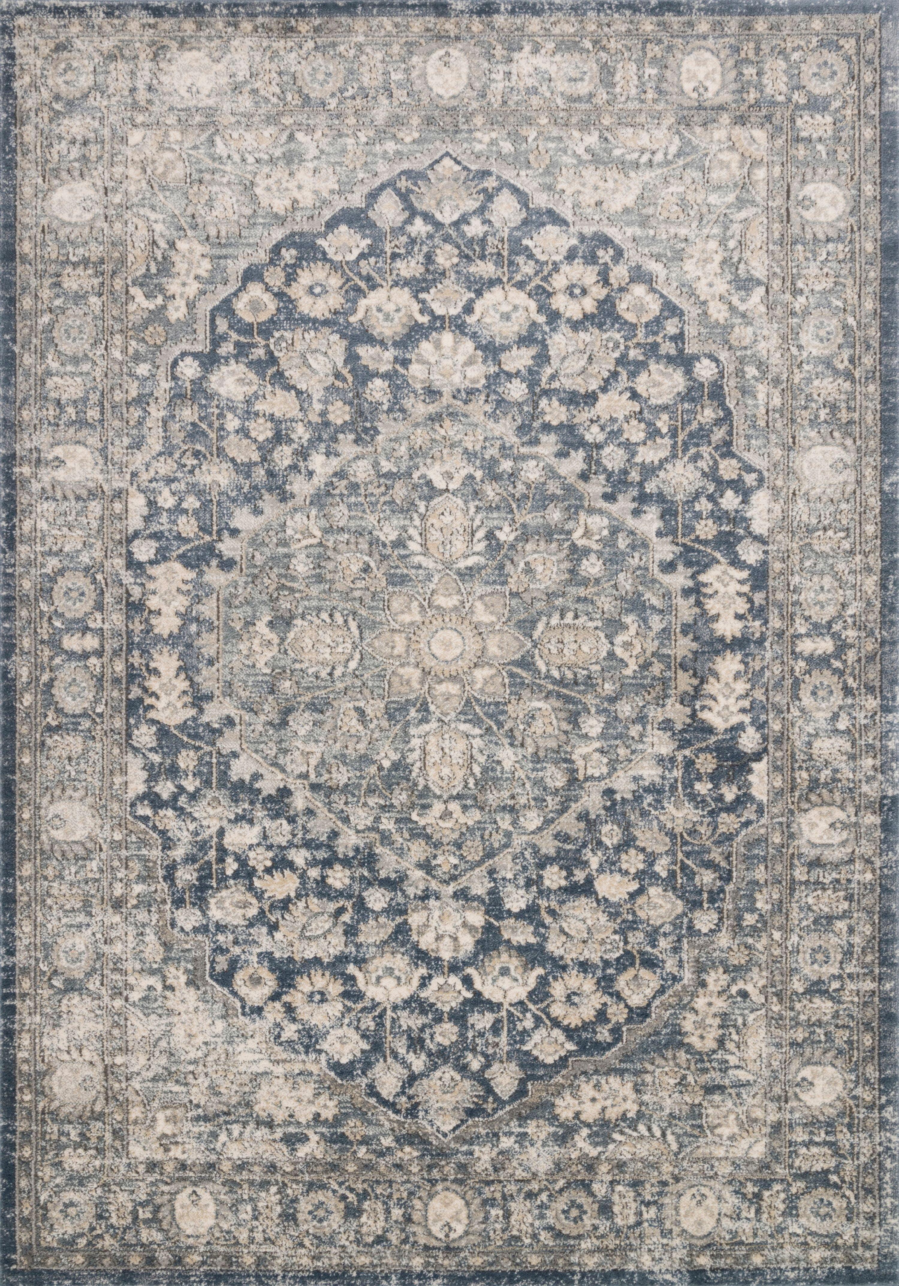 Reversible Denim Mist Easy-Care Synthetic Area Rug, 32" x 48"