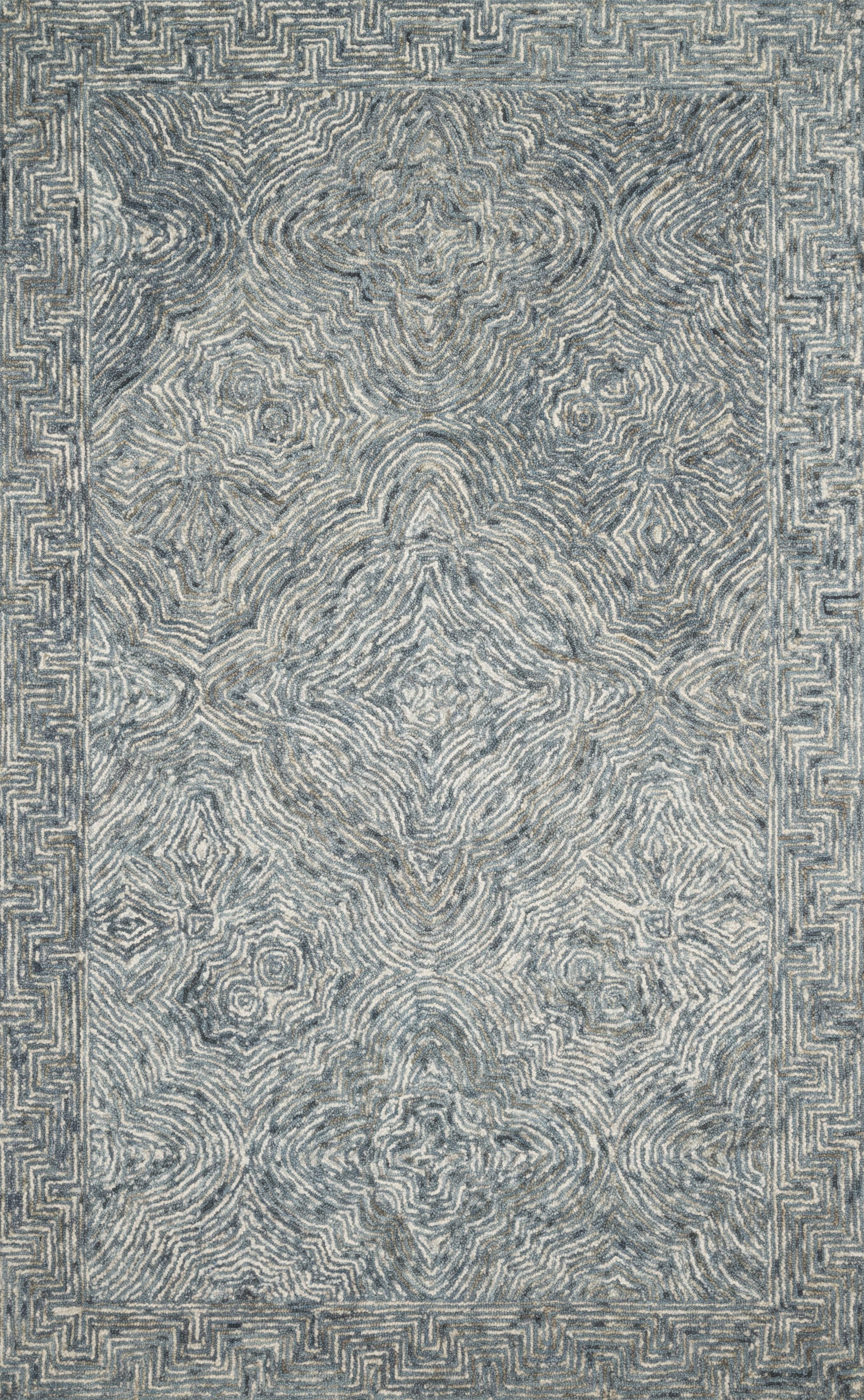 Handmade Blue Wool Tufted Rectangular Area Rug 117" x 93"