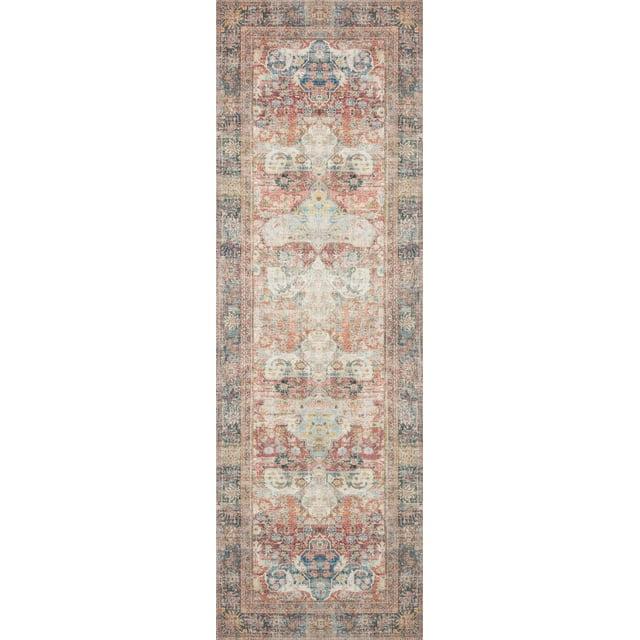 Loloi Rugs Loren 2'6" x 7'6" Printed Polyester Runner Rug in Brick