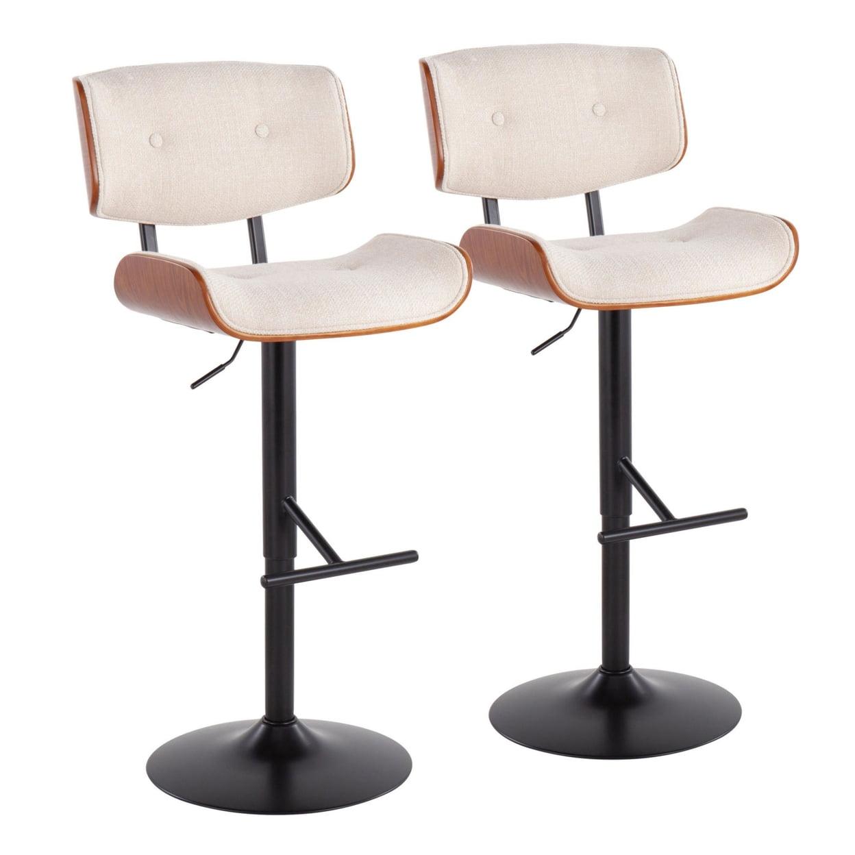 Set of 2 Lombardi Mid-Century Modern Adjustable Counter Height Barstool - Lumisource