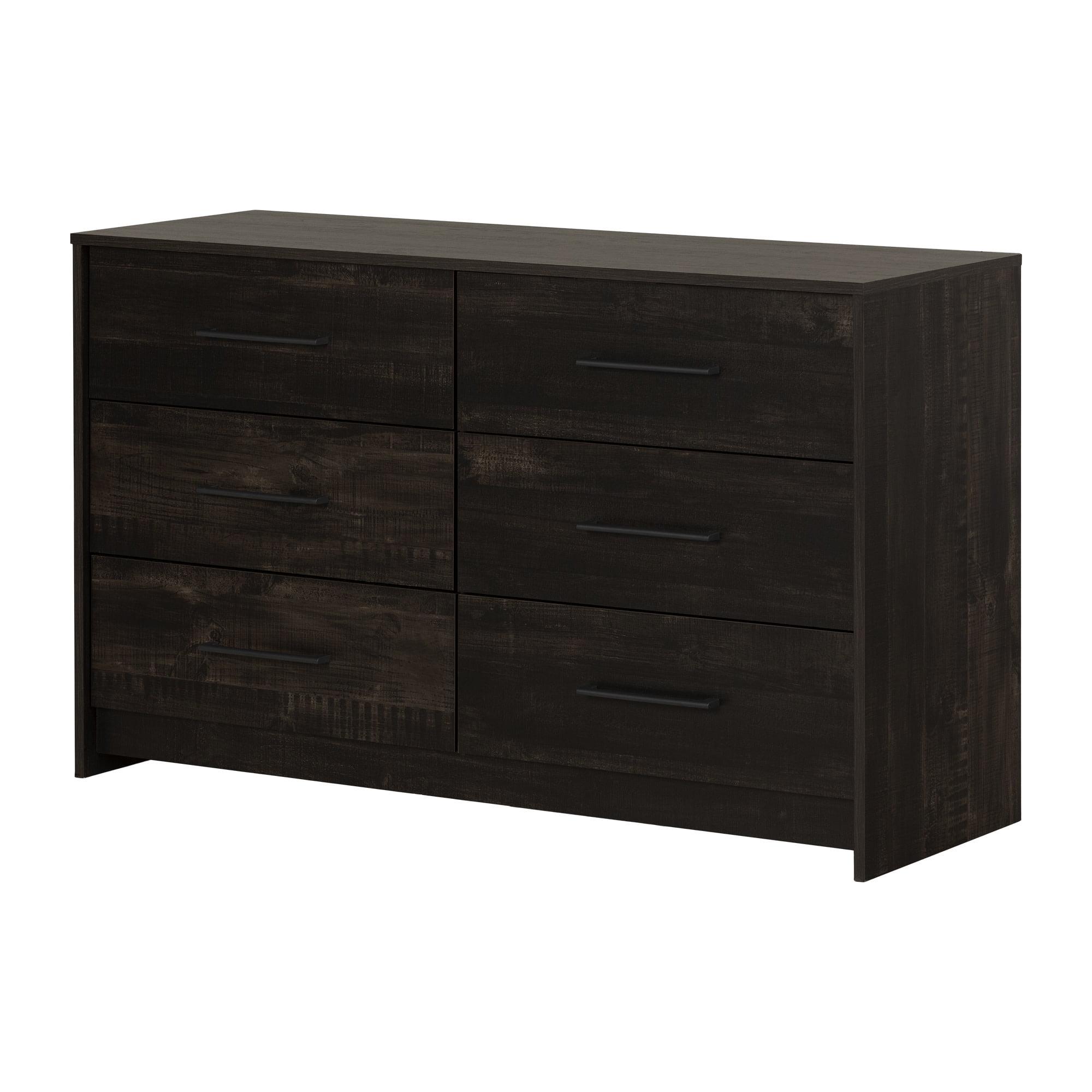 Londen Rubbed Black 6-Drawer Industrial Double Dresser