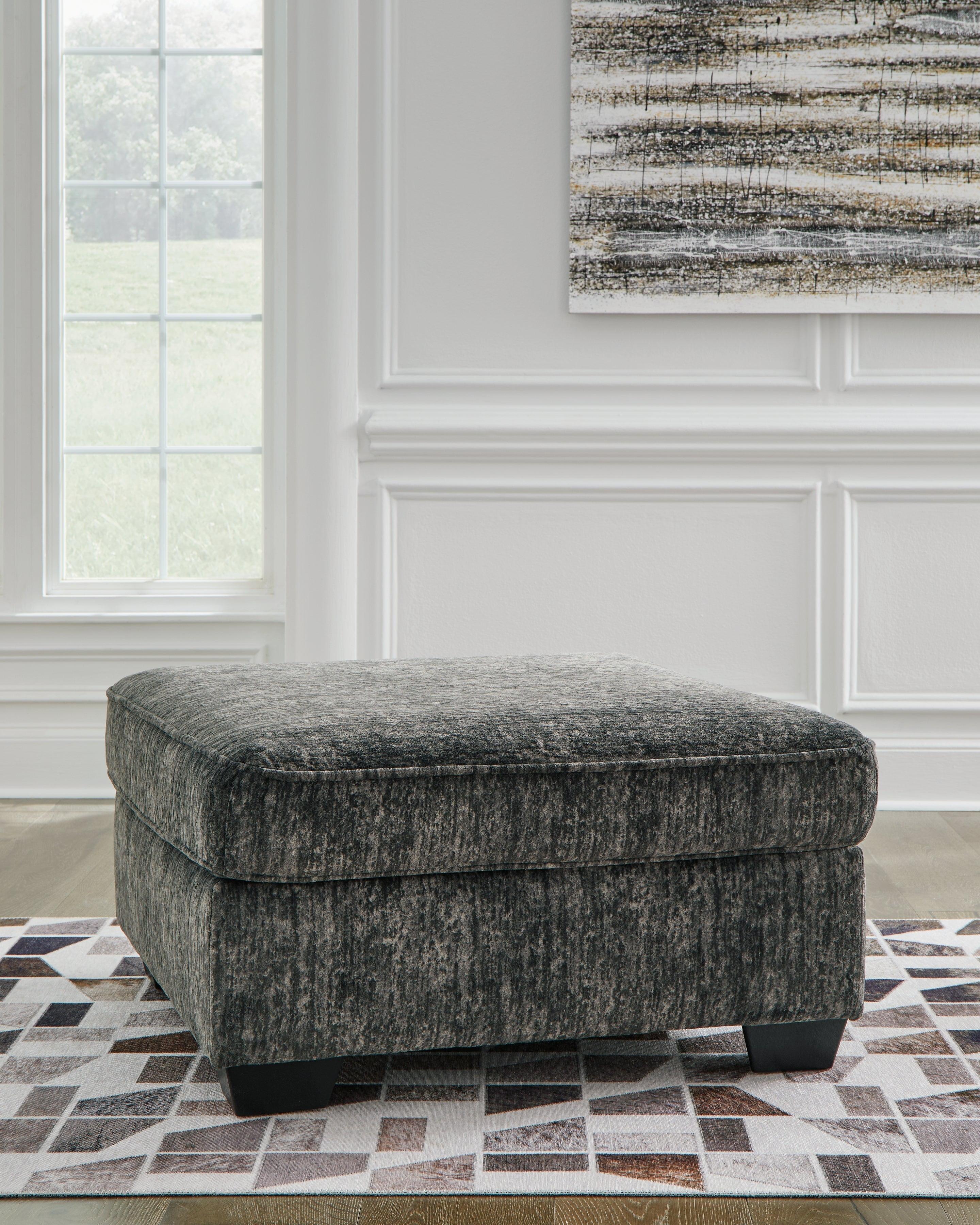 Gunmetal Gray Oversized Square Polyester Ottoman