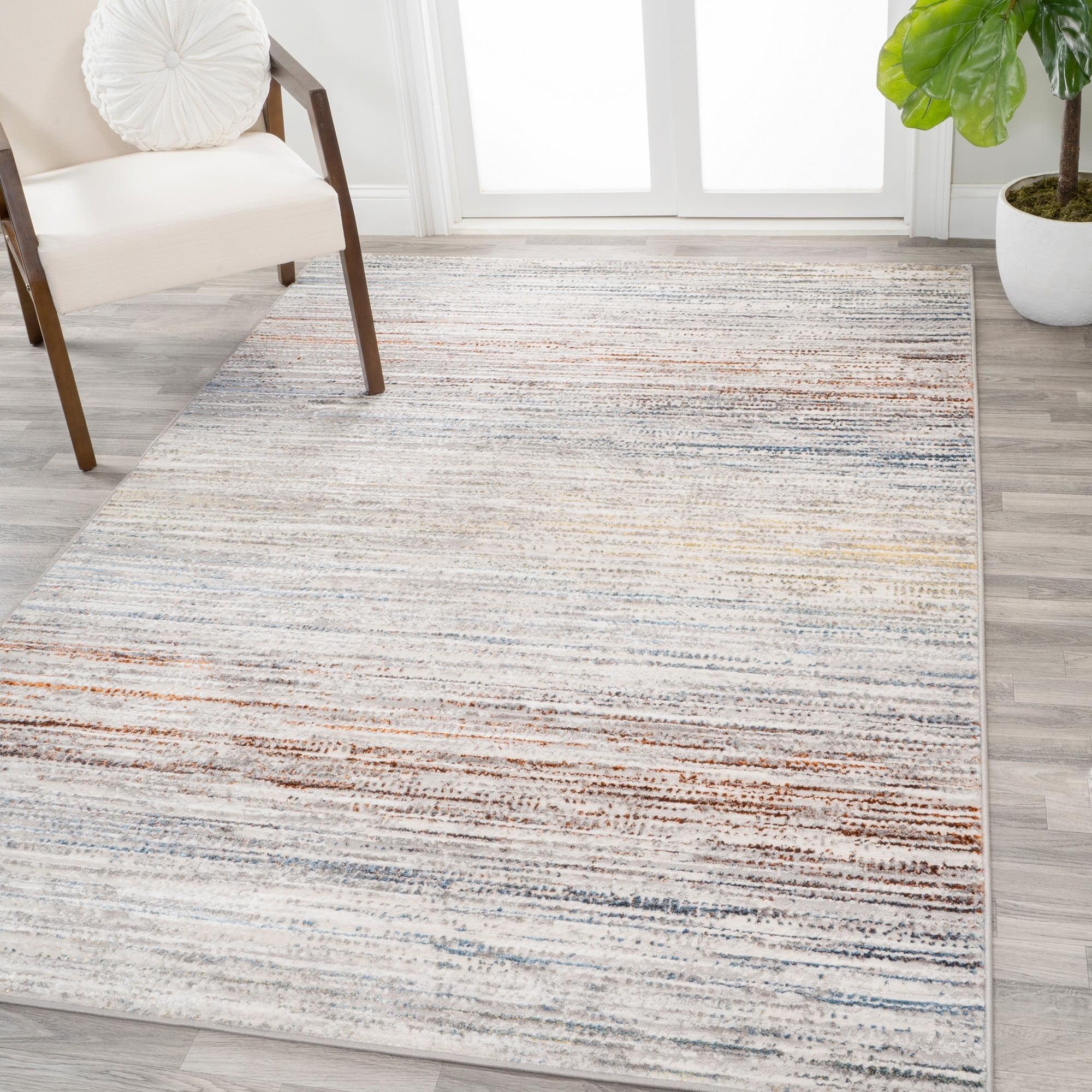 JONATHAN Y Loom Modern Strie'  Gray/Blue/Orange 4 ft. x 6 ft. Area Rug