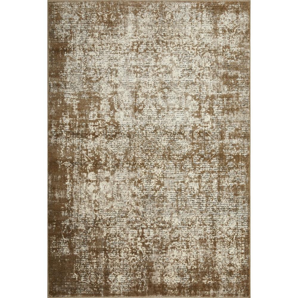 Cream and Beige Rectangular Synthetic Area Rug 4' x 6'