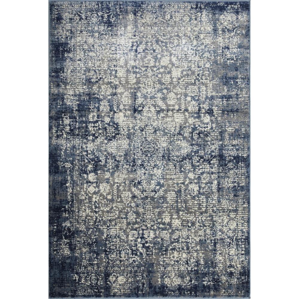 Aysal Athna 4' x 6' Blue and Cream Synthetic Area Rug