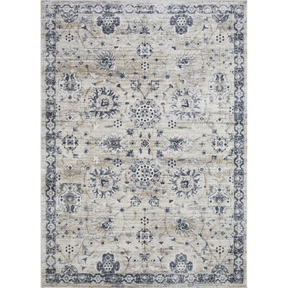 Kehleigh Aylesh 9' x 12' Blue and Cream Synthetic Area Rug