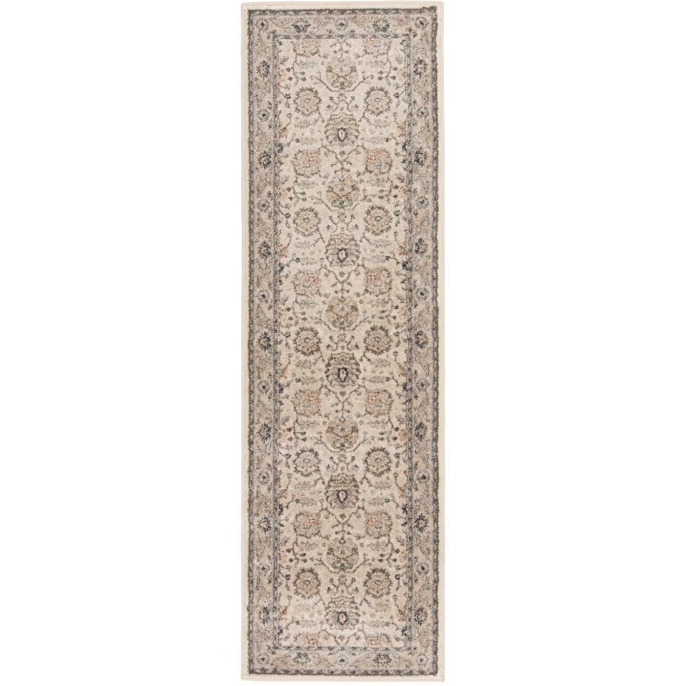 Beige and Red Floral Synthetic Runner Rug 2'3" x 7'6"