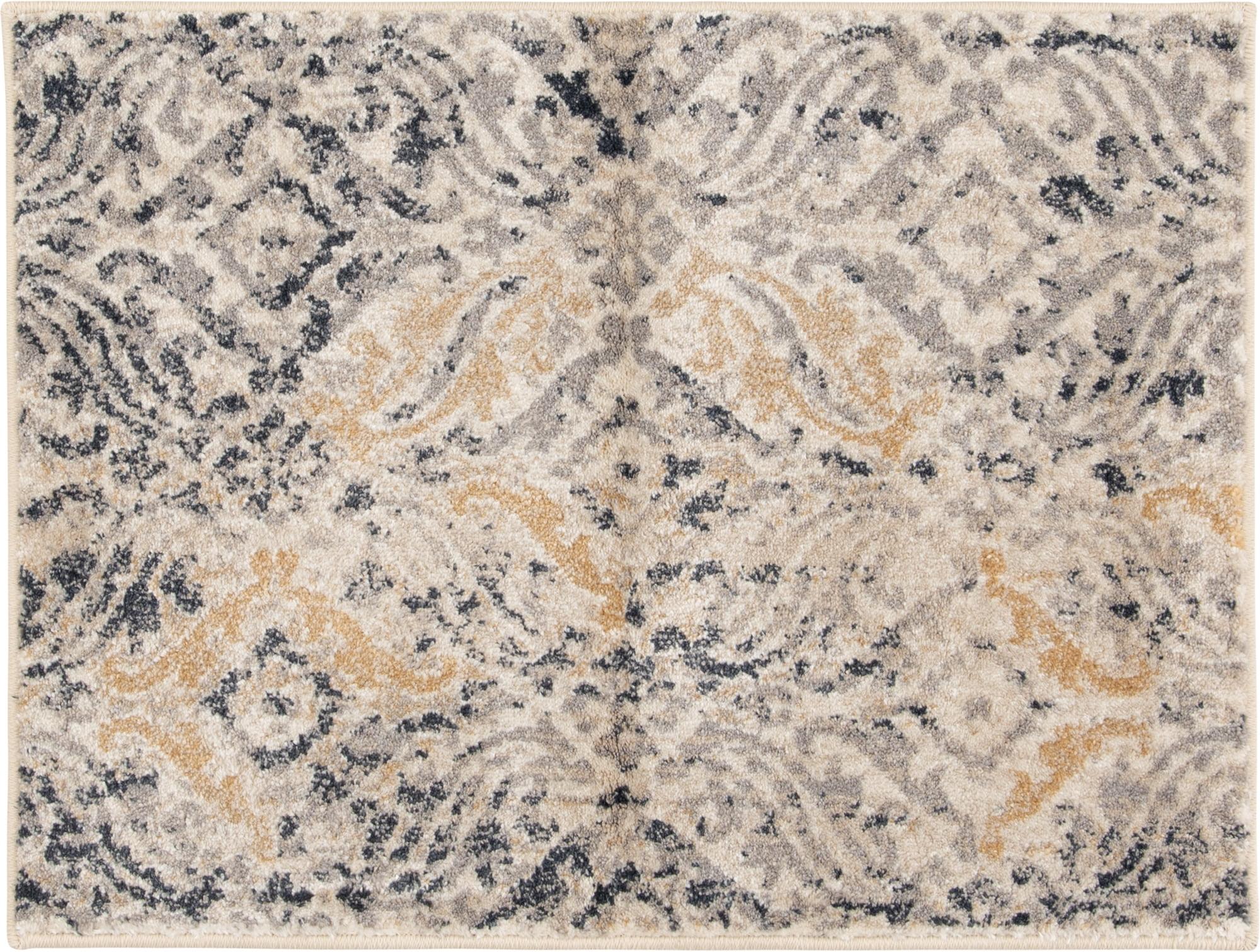 Gray and Gold Vintage-Style Rectangular Area Rug 5' x 7'