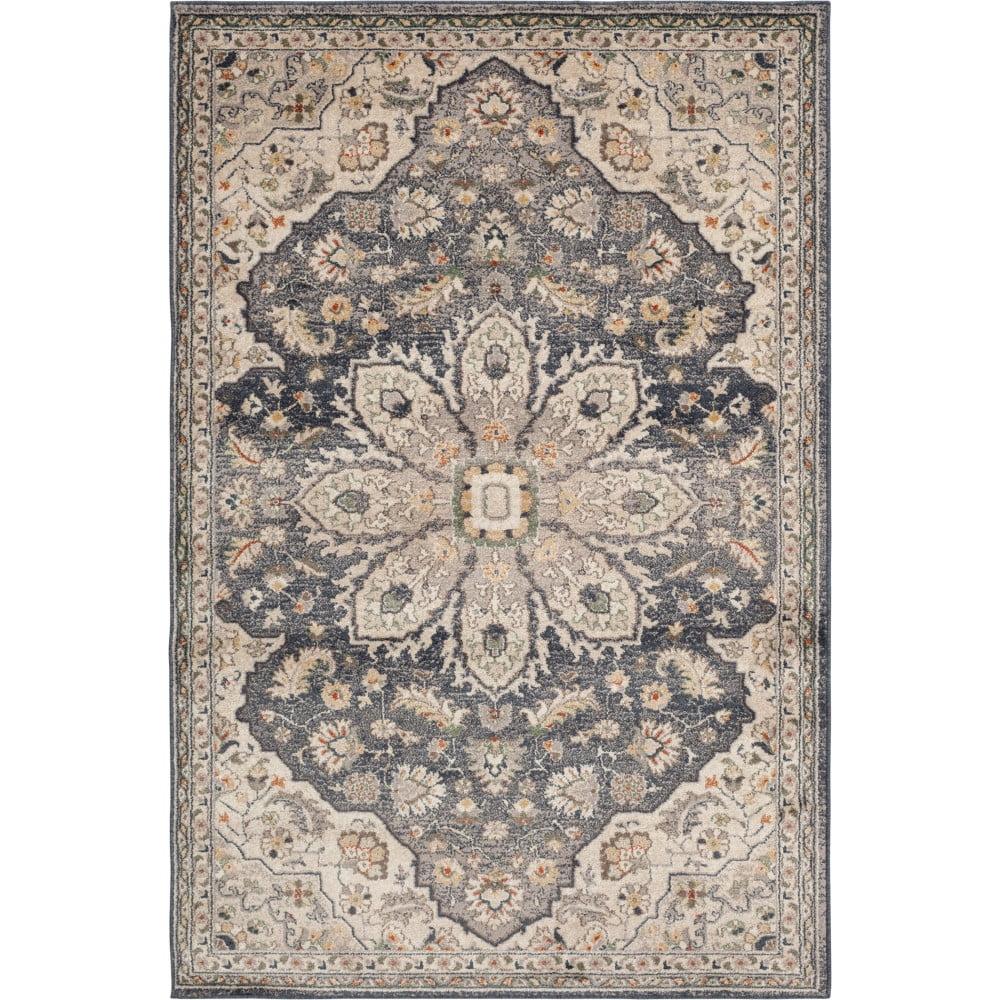 Elegant Corelia 5' x 7' Blue Oriental Synthetic Area Rug