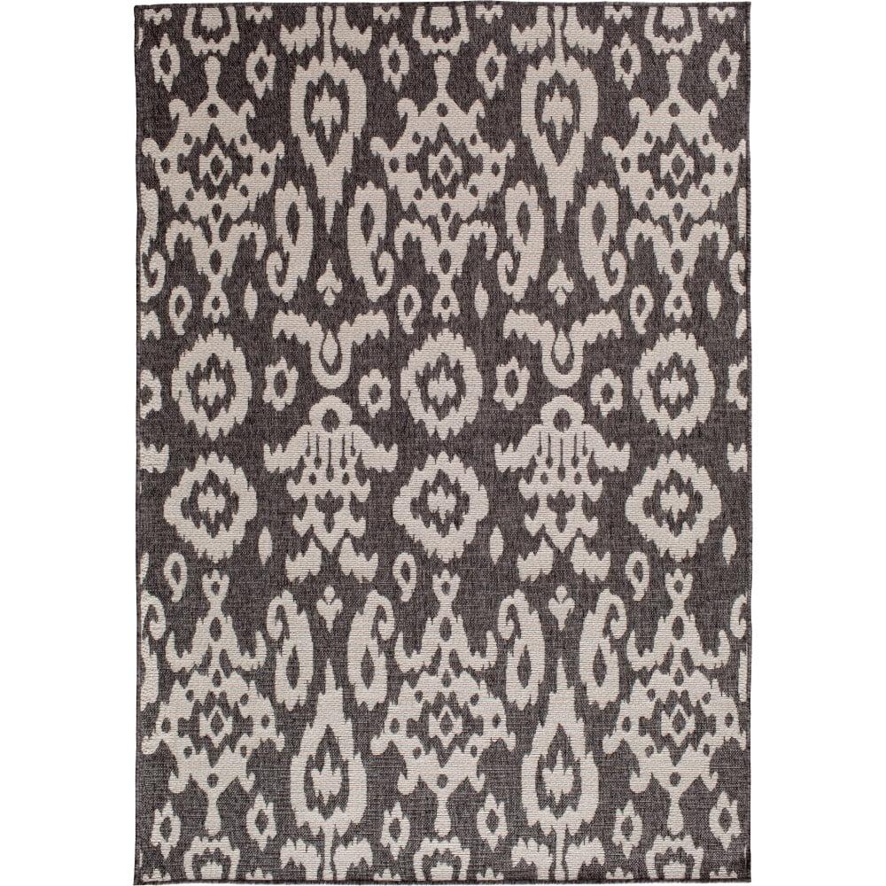 Loomaknoti New Zealand Tk 5' x 7' Ikat Indoor/Outdoor Area Rug , Gray