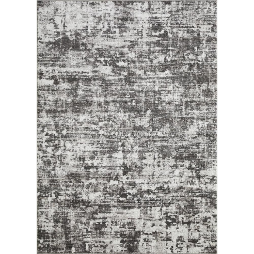 Gray Abstract 9' x 12' Stain-Resistant Synthetic Area Rug