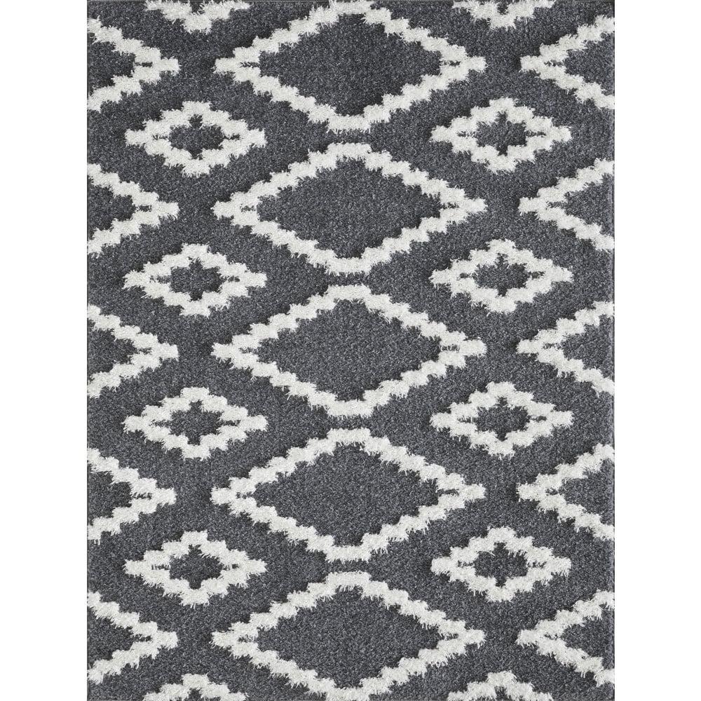 Blue and White 5' x 7' Trellis Synthetic Area Rug