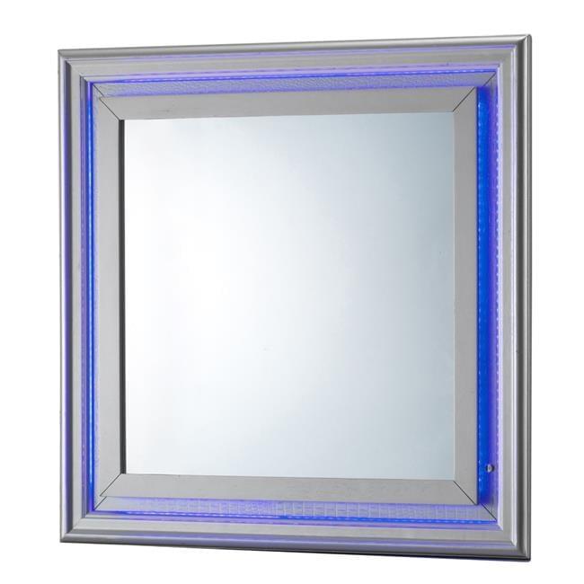 Passion Furniture Lorana 38 in. x 38 in. Modern Square Framed Silver Champagne Dresser Mirror