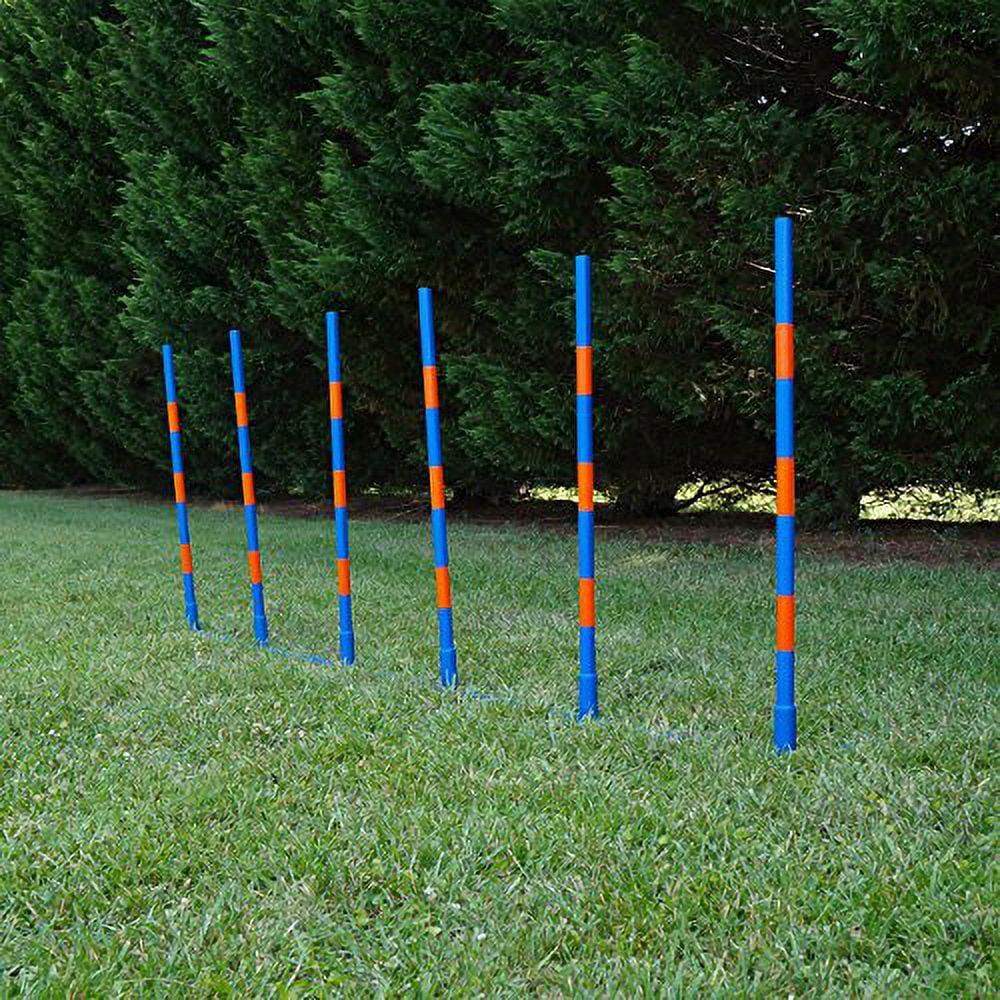 Adjustable Blue and Orange Dog Agility Weave Poles Set