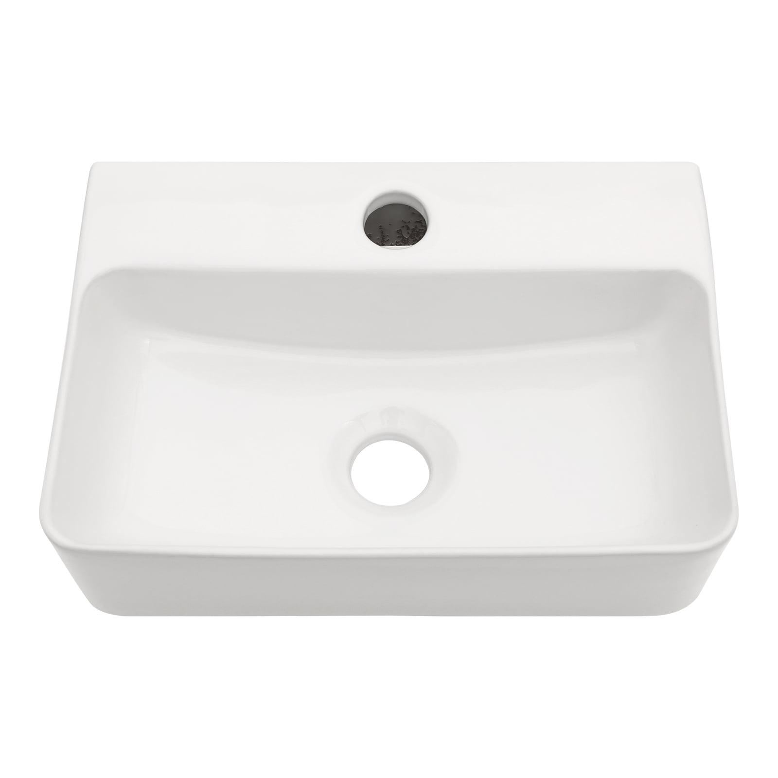 APRESSHUI 10'' Ceramic Rectangular Bathroom Sink