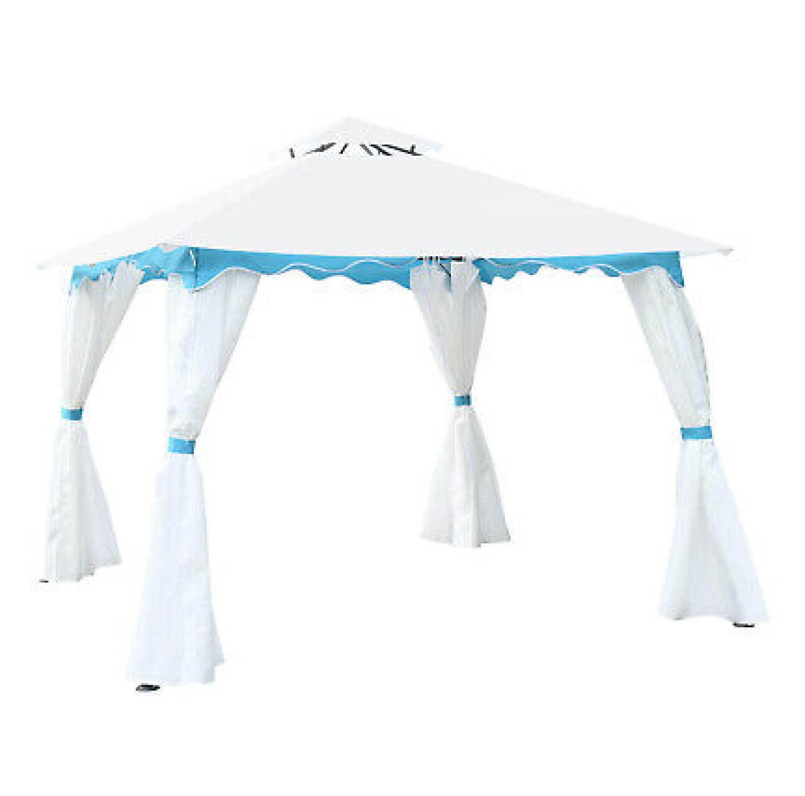 Costway 2 Tier 10'x10' Patio Gazebo Canopy Tent Steel Frame Shelter Awning W/Side Walls