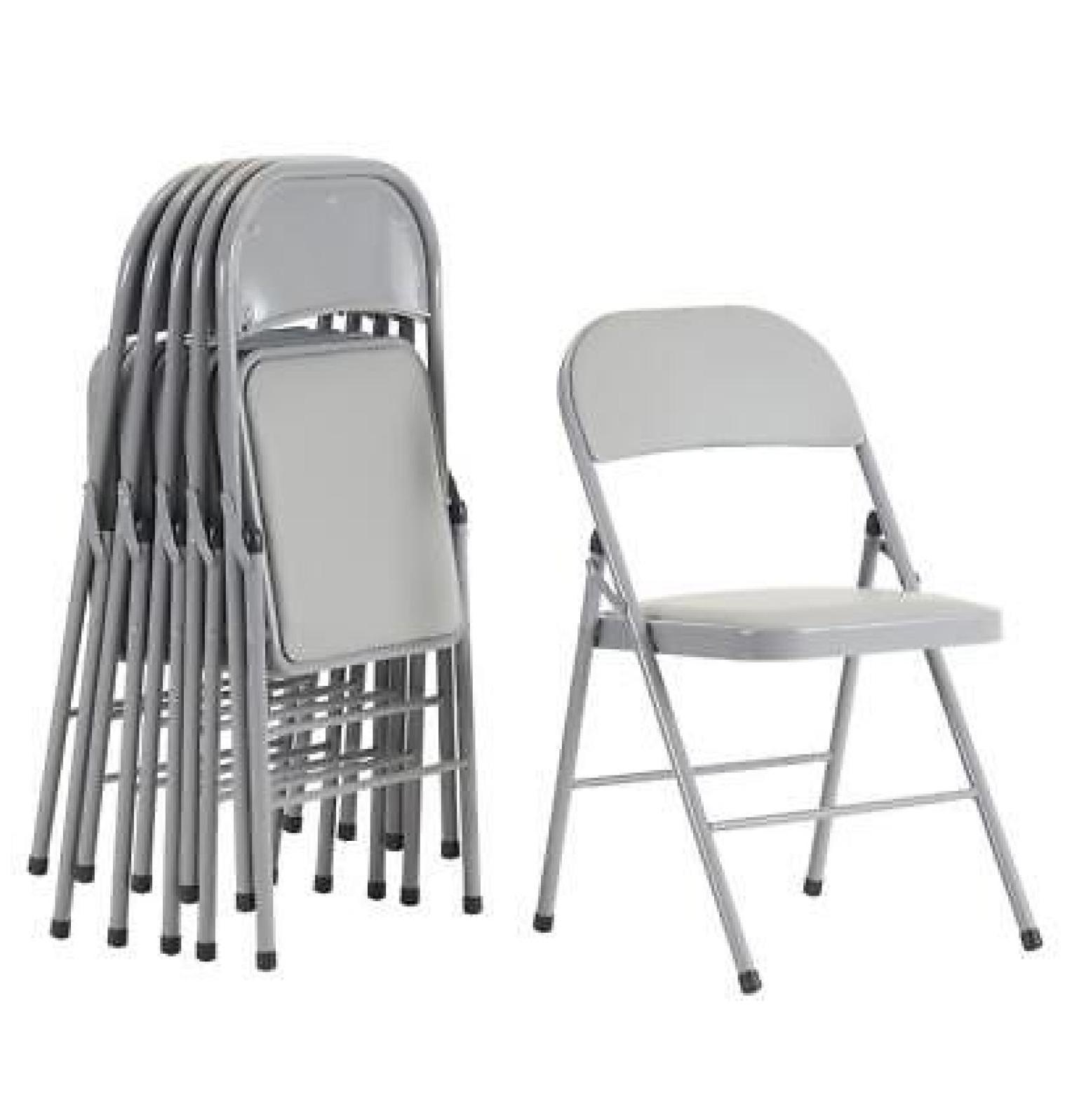 6 Pack Gray Folding Chairs with Padded Cushion and Back for Outside Portable Stackable Commercial Foldable Chairs with Steel Frame for Events Office Wedding Party, 330lbs Capacity