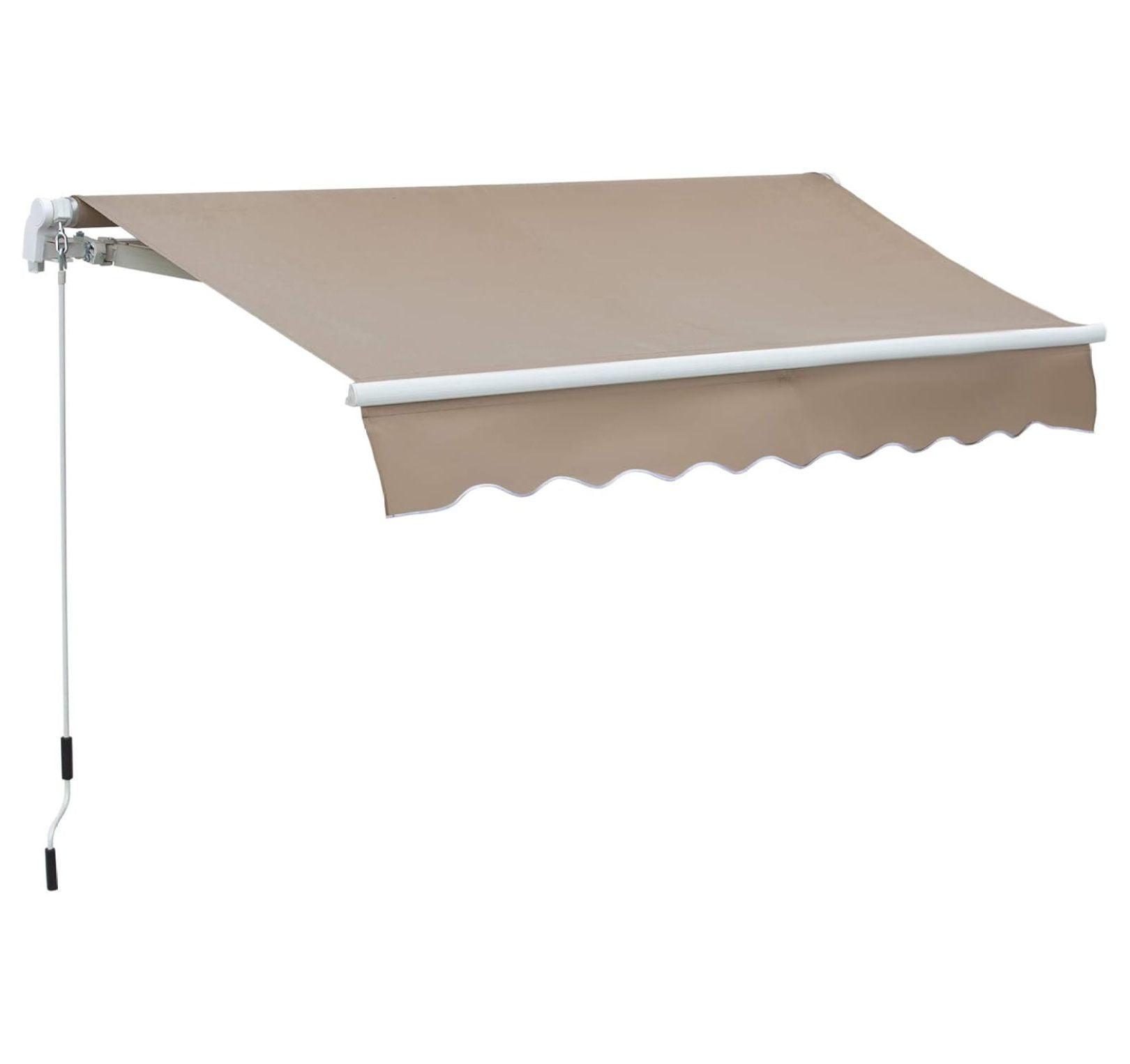 Brown 8' x 7' Aluminum Frame Retractable Patio Awning