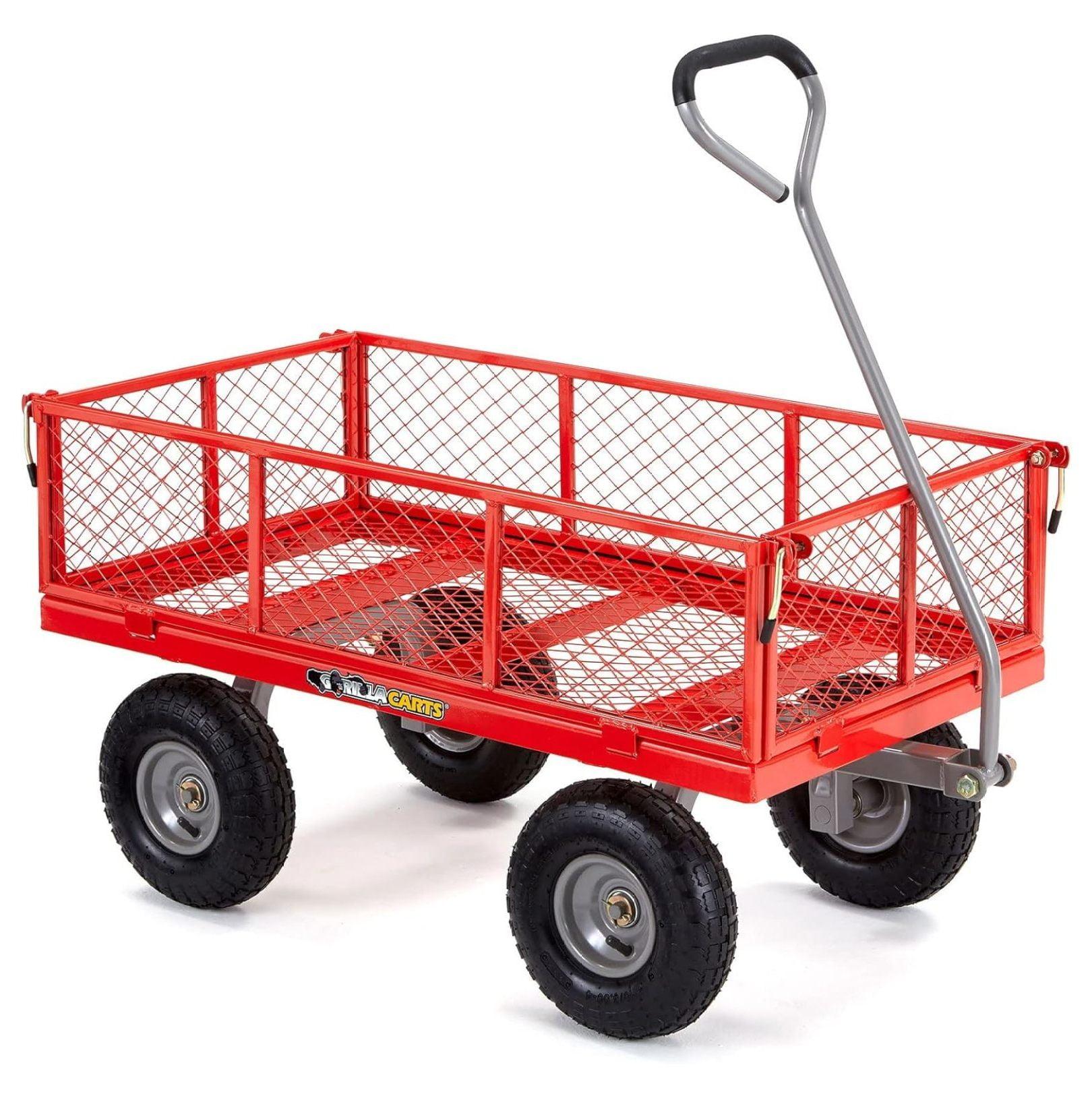 Gorilla Cart 1000 Pound Capacity Heavy Duty Steel Mesh Utility Wagon Cart