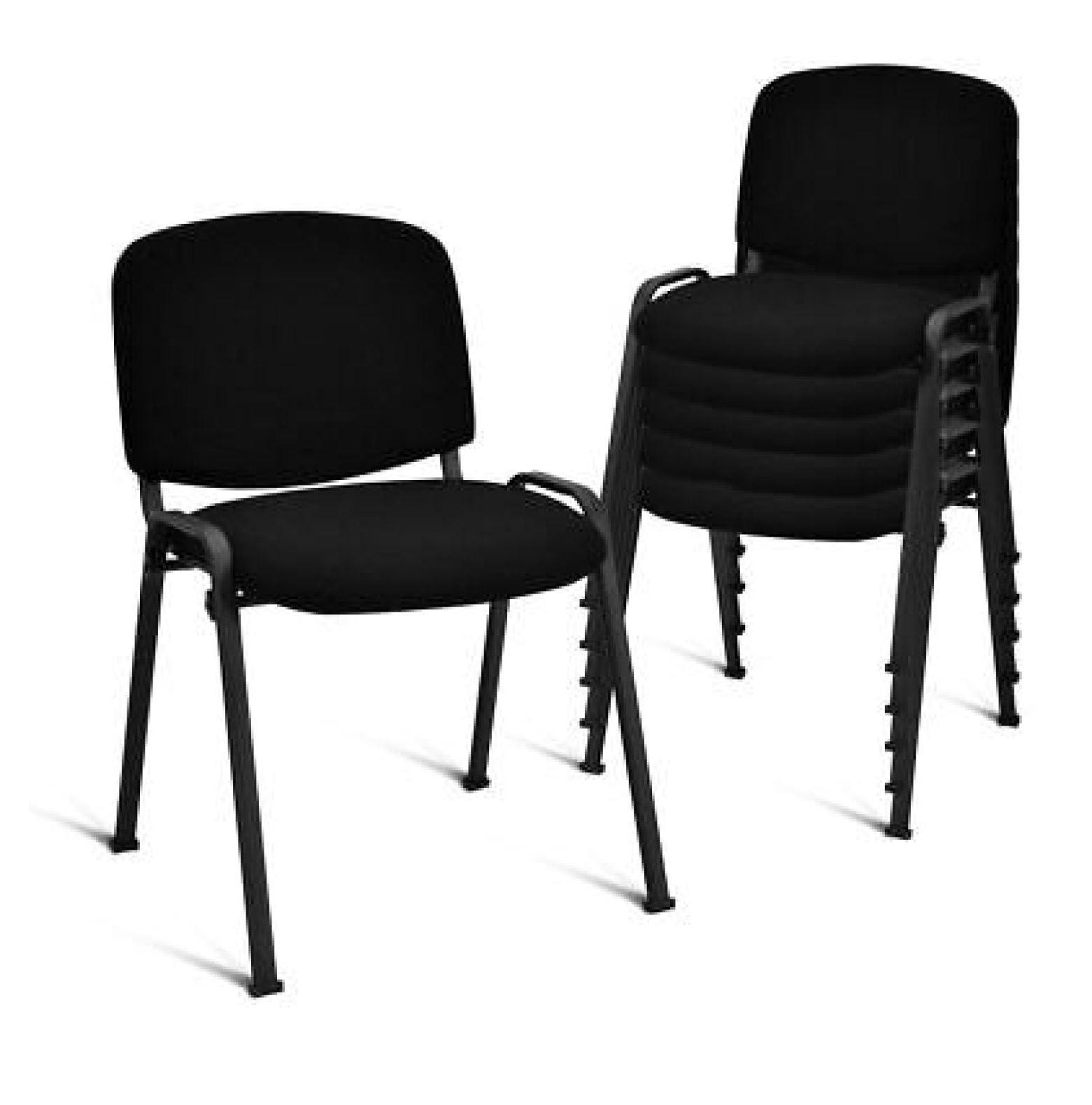 Black Metal Stacking Conference Chairs Set of 5