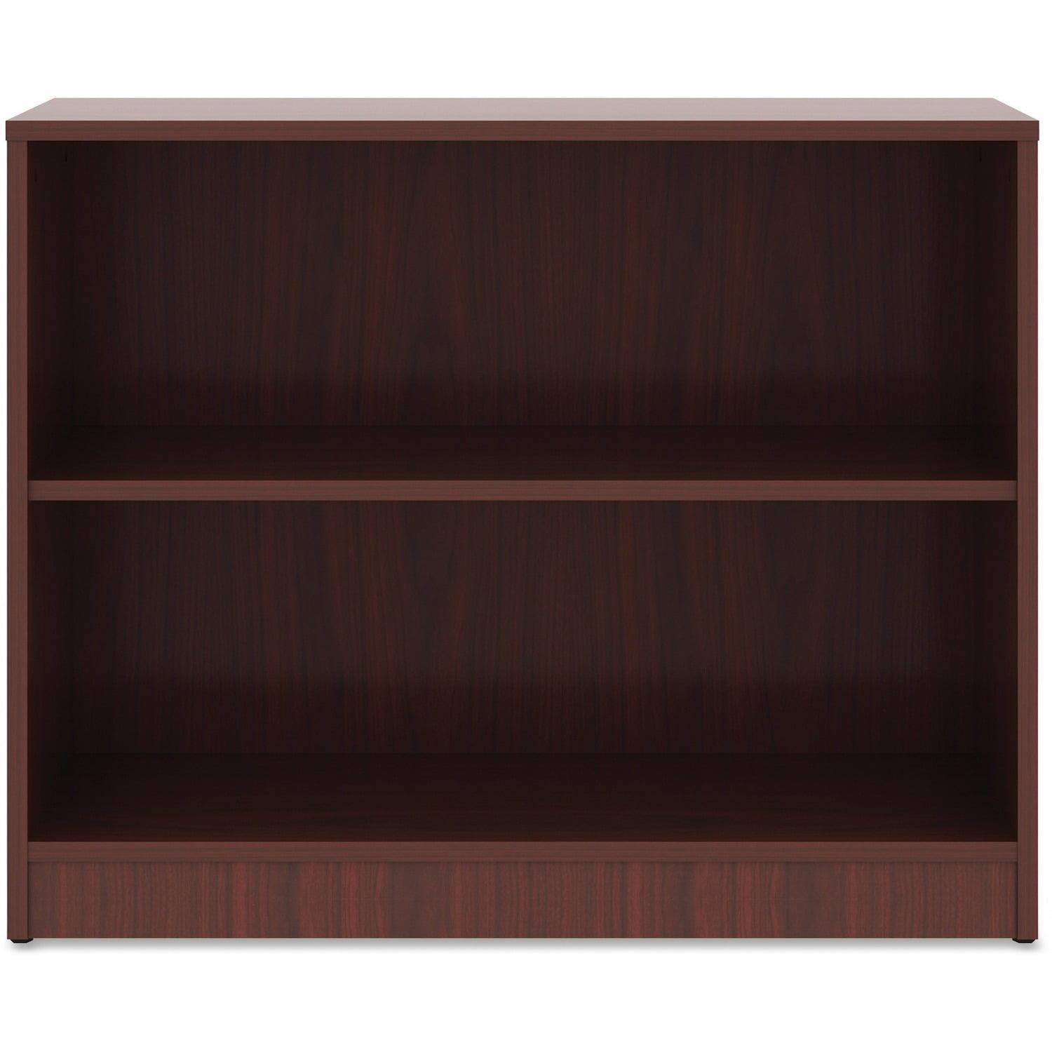 Adjustable Mahogany Wood 2-Shelf Bookcase with Square Edges