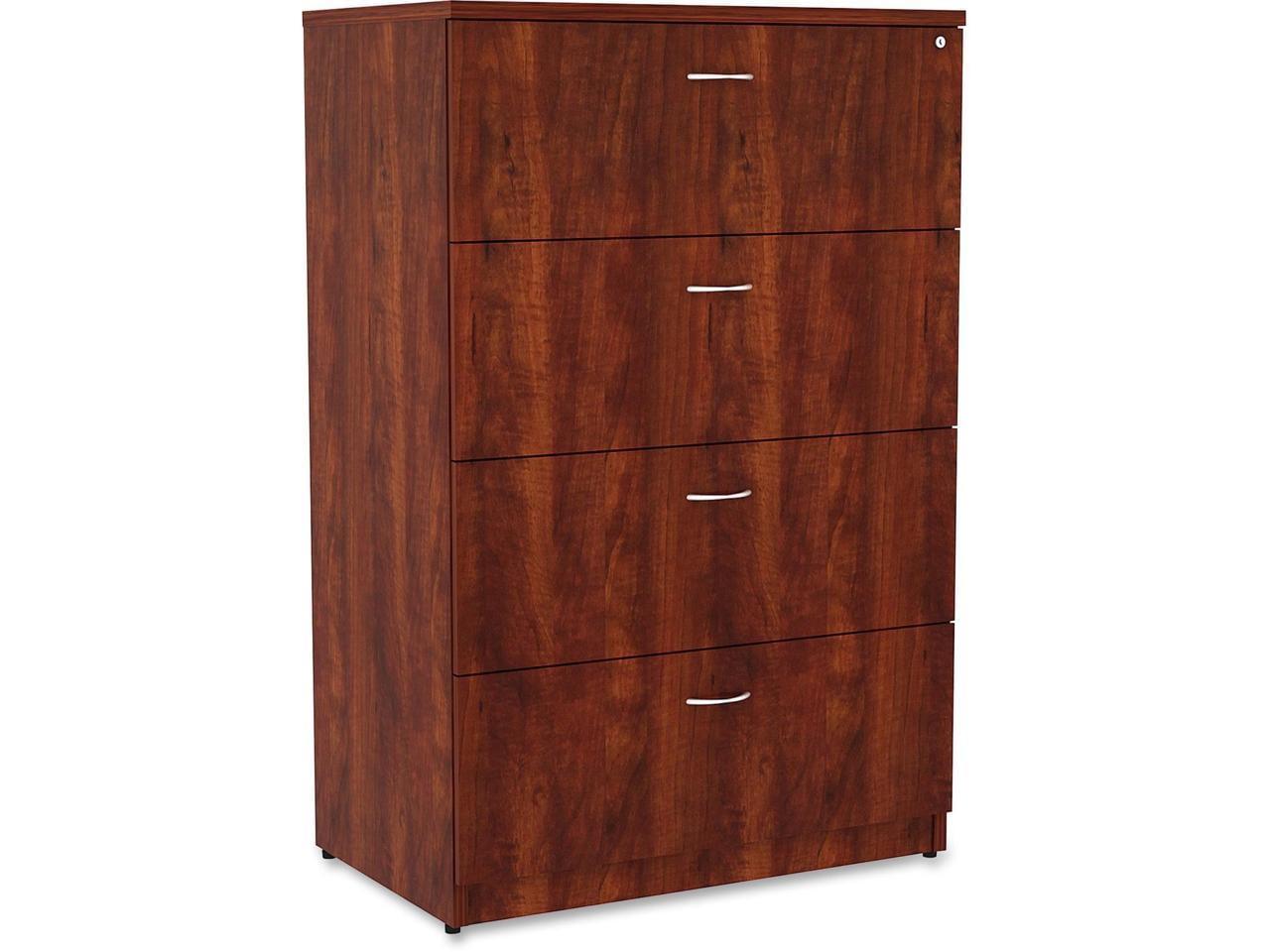 Cherry 4-Drawer Lockable Lateral File Cabinet