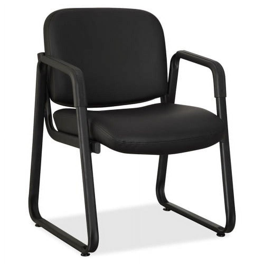 Black Leather Guest Chair with Metal Frame