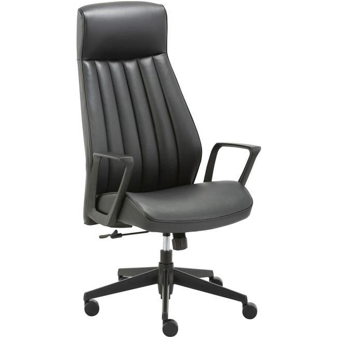 Executive High-Back Black Bonded Leather Swivel Chair