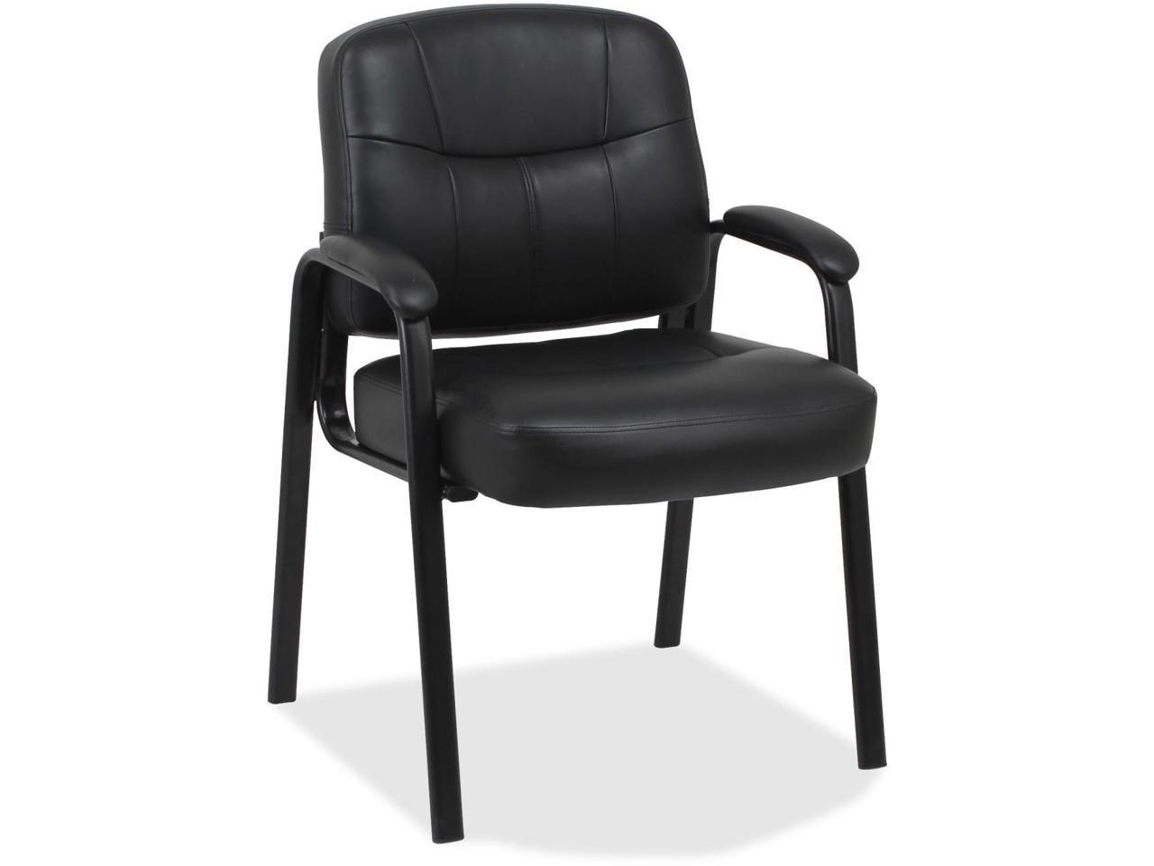 Chadwick High Back Executive Guest Chair in Black Leather and Steel