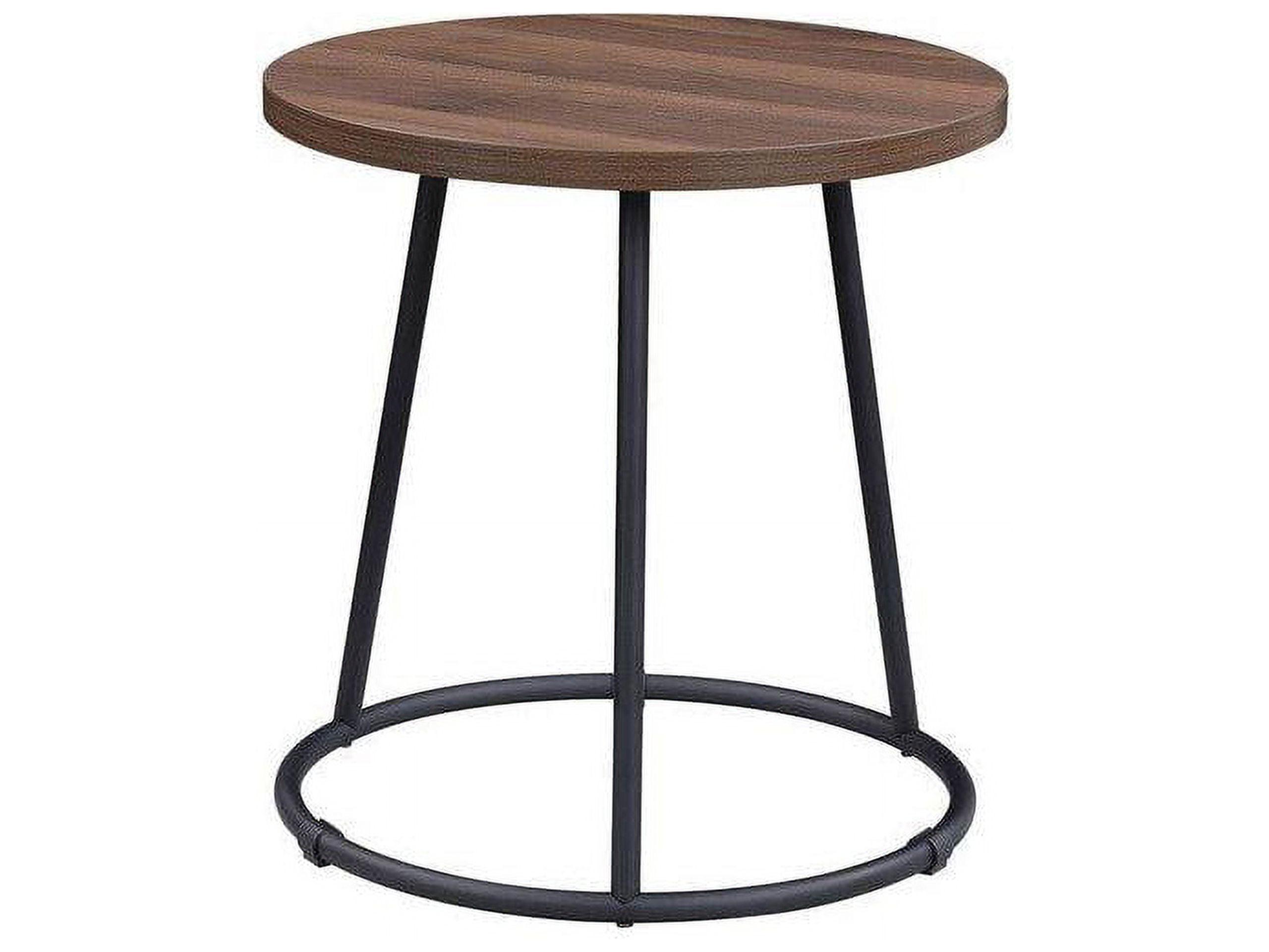 Walnut and Powder-Coated Metal Round Side Table