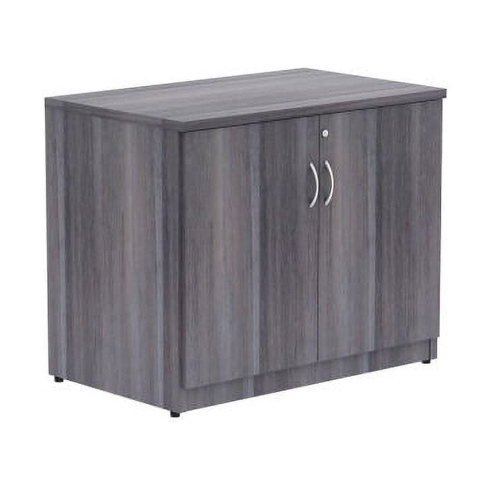 Essentials Series 2-Door Storage Cabinet - 36" X 22.5" X 29.5" - Drawer(S)2 Door(S) - Material: Melamine Faced Chipboard (MFC) Top, Melamine Faced Chipboard (MFC) Shelf, Melamine Faced Chipboard (MFC) Side Panel, Melamine Panel - Finish: Weathered Charcoa