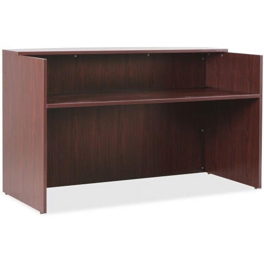 Contemporary Mahogany Laminate Reception Desk with Filing Cabinet