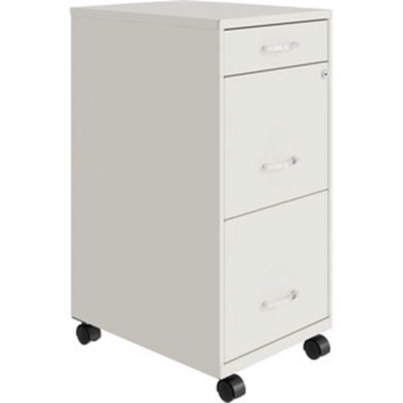 White Steel Mobile 2-Drawer Lockable File Cabinet