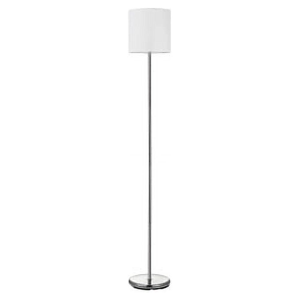 Elegant Nickel Finish 65'' LED Floor Lamp with White Linen Shade