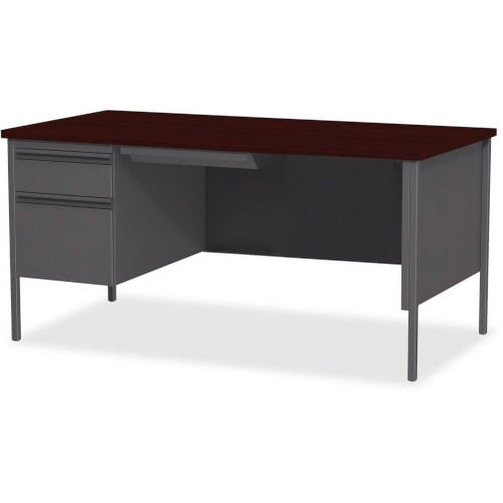 Fortress Series Mahogany Laminate Right-Pedestal Desk with Drawer