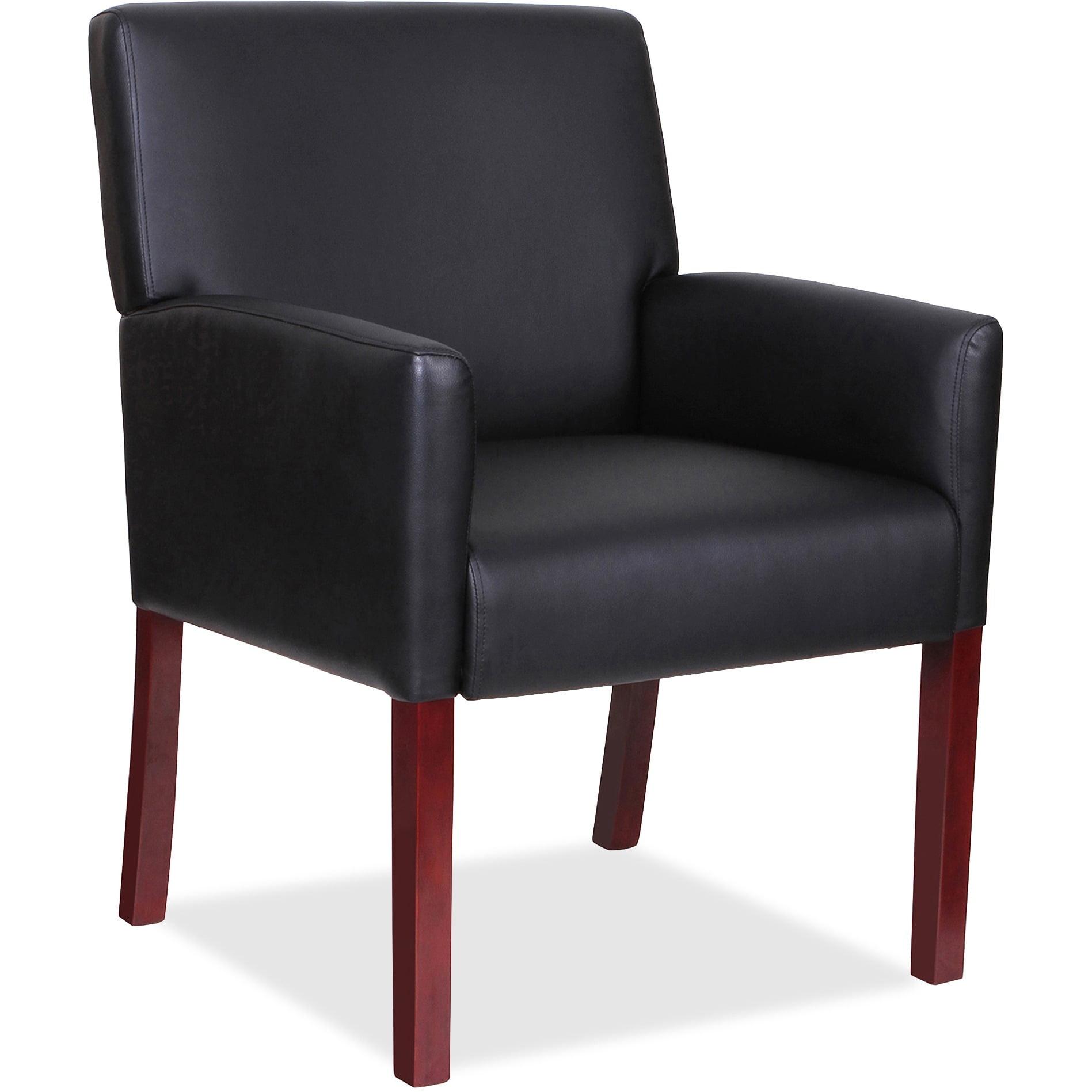 Leather Seat Reception Chair with Wood Frame