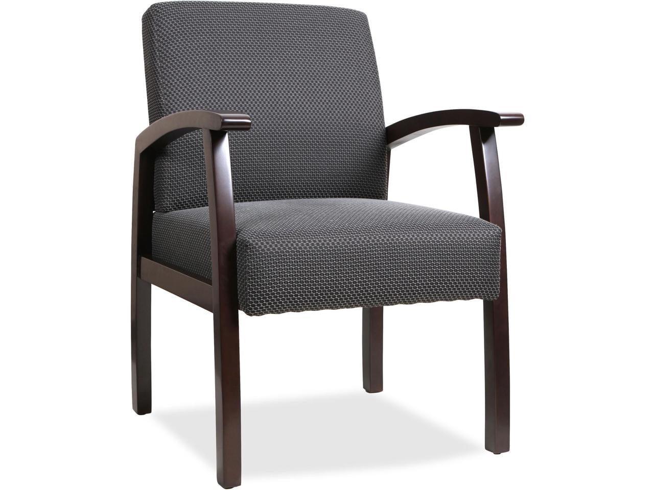 Deluxe Charcoal Fabric Guest Chair with Espresso Wood Frame