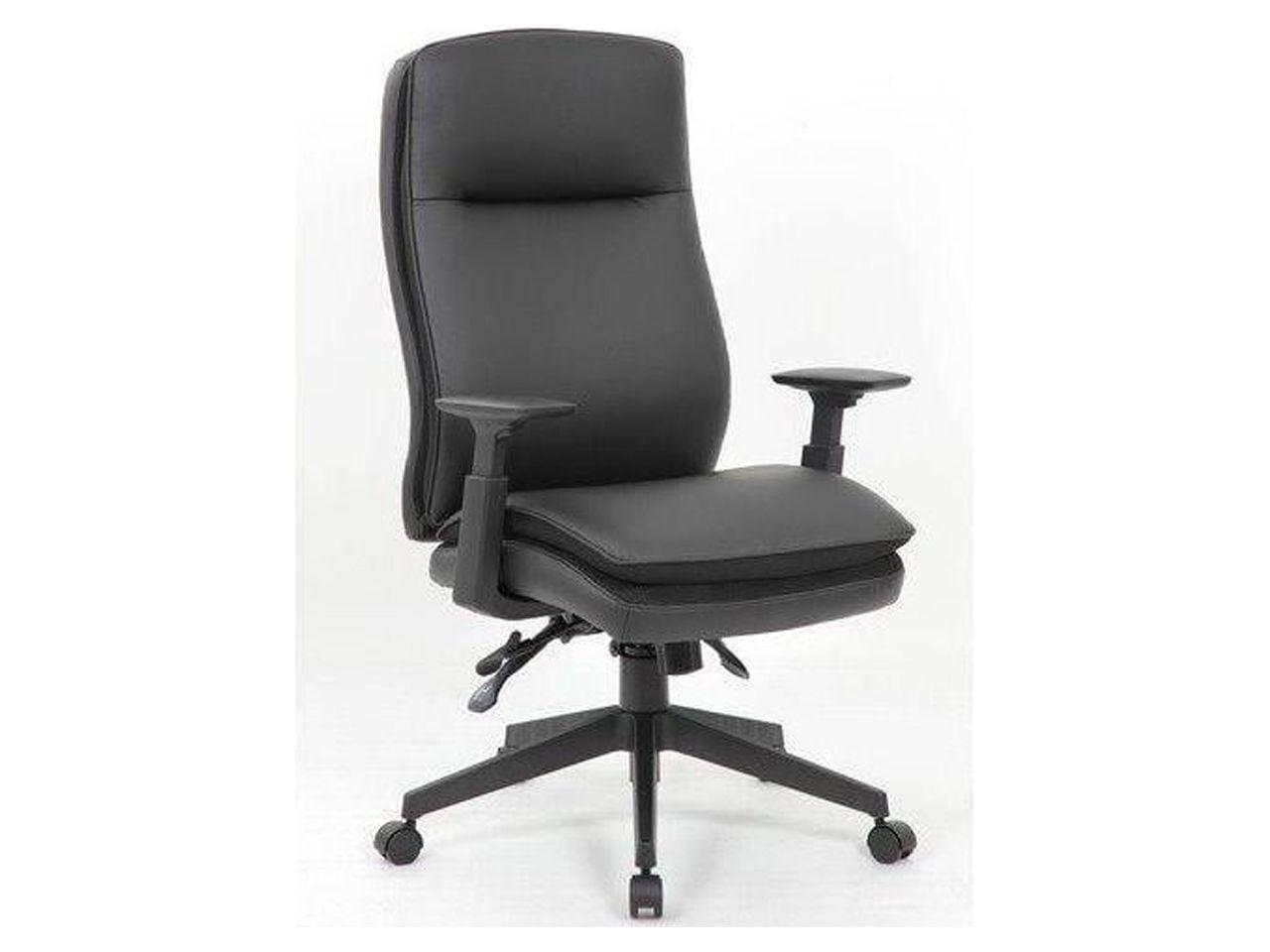 Black High-Back Vinyl Executive Swivel Chair with Adjustable Arms