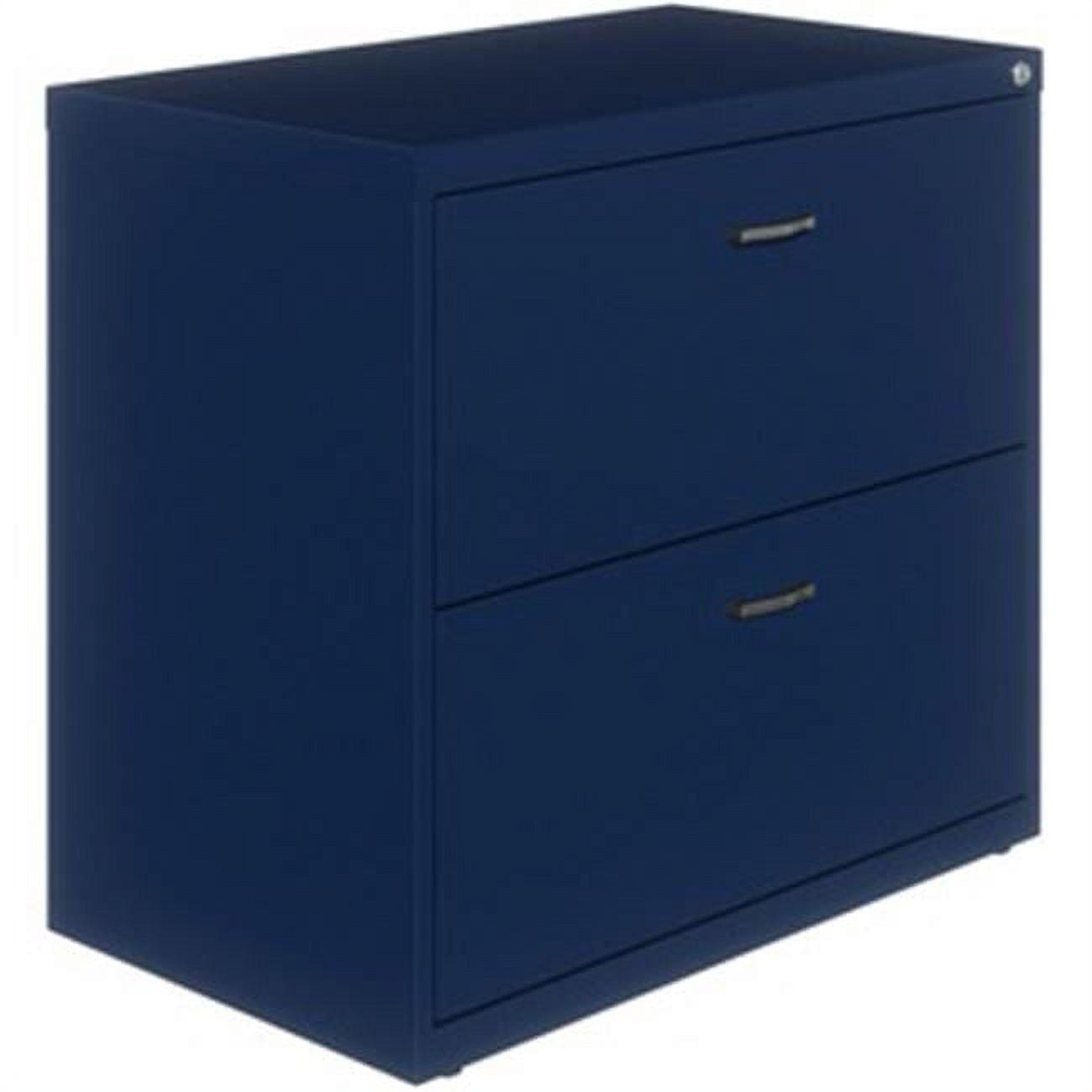 Navy 36" Steel 2-Drawer Lockable Lateral File Cabinet