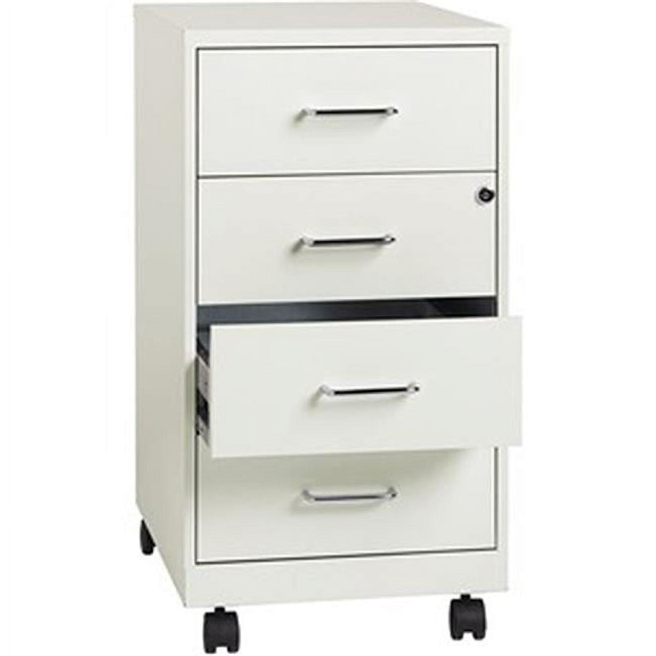 White Mobile 4-Drawer Lockable Legal Size File Cabinet