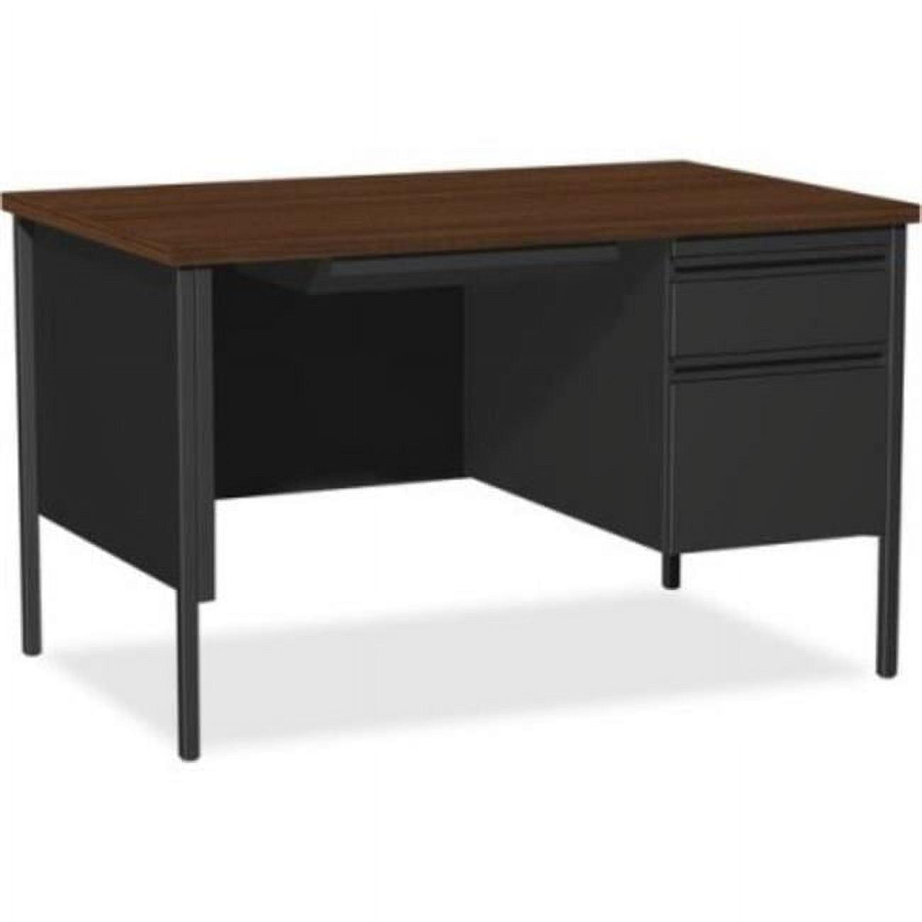 Black Walnut 48" Professional Steel Pedestal Desk with Drawer