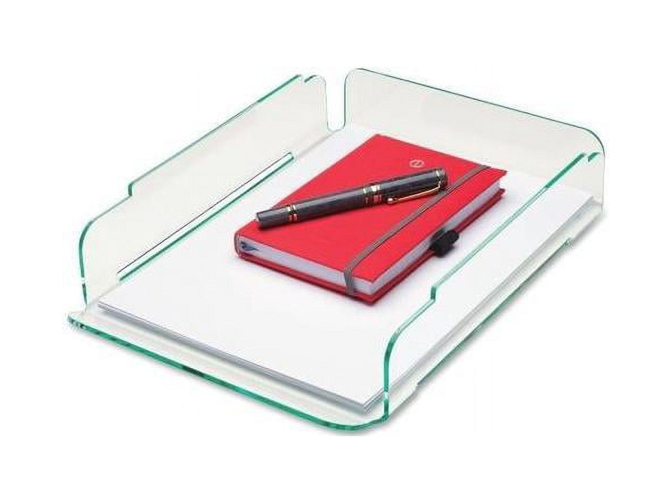 Lorell Single Stacking Letter Tray Desktop - Clear, Green - Acrylic - 1Each