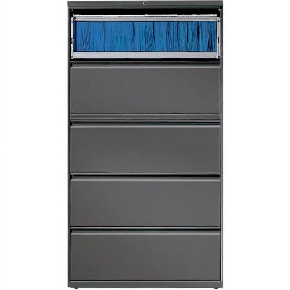 Charcoal 5-Drawer Lockable Lateral File Cabinet with Binder Storage