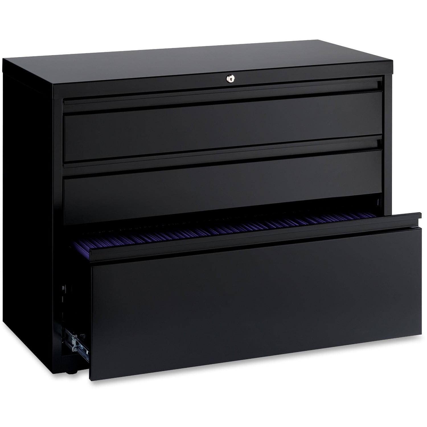 Black Steel 3-Drawer Lockable Lateral File Cabinet