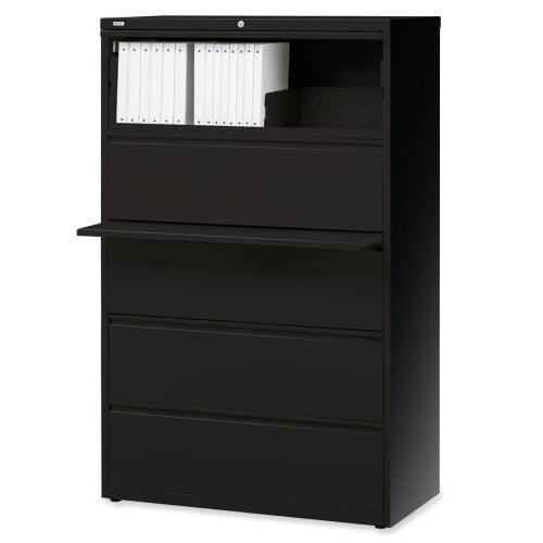 Charcoal 5-Drawer Lockable Lateral File Cabinet with Binder Storage