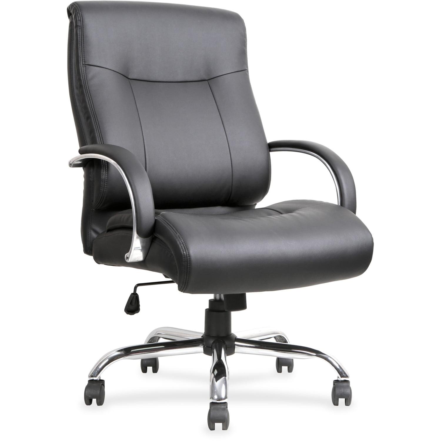 Black Leather Deluxe Swivel Office Chair with Chrome Base